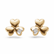 Heart Petal Clover Diamond Earring - 18Kt Gold vermeil